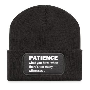 Patience funny quote - Recycled Patch Beanie - dark grey - Front