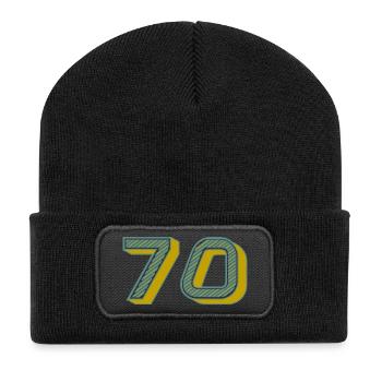 70. 70 ANS. 70e ANNIVERSAIRE. ANNIVERSAIRE 70 ANS. - Beanie recyclé à patch - noir - Devant