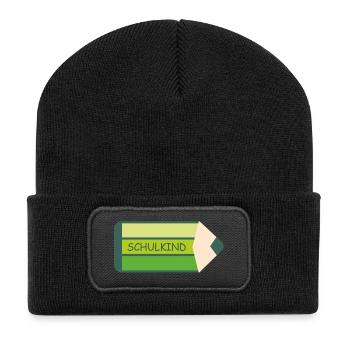 Écolier - Stylo vert - Motif pour les débutants - Beanie recyclé à patch - noir - Devant