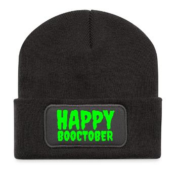 Kürbis Halloween Wahnsinn - Recycelte Patch Beanie - Dunkelgrau - Vorne