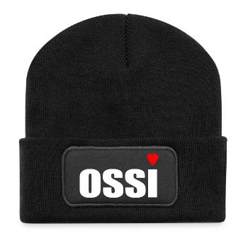 Ossi avec cœur rouge - Beanie recyclé à patch - noir - Devant