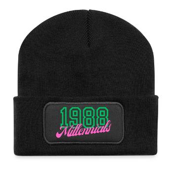 1988 Millennial Digitales Keynote Design - Recycelte Patch Beanie - Schwarz - Vorne