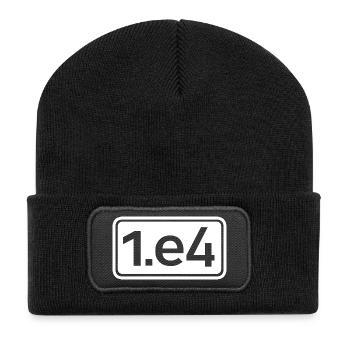 1.e4 Chess Opening Chess Club Team Symbol - Recycled Patch Beanie - black - Front