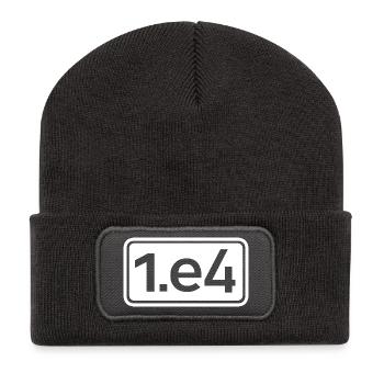 1.e4 Schach Eröffnung Schachverein Team Symbol - Recycelte Patch Beanie - Dunkelgrau - Vorne