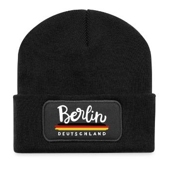 Berlin Deutschland Deutsche Flagge - Recycelte Patch Beanie - Schwarz - Vorne