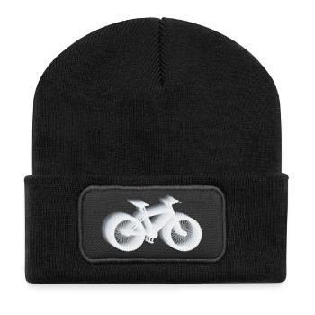 Fahrrad Geschenkidee Bike - Recycelte Patch Beanie - Schwarz - Vorne