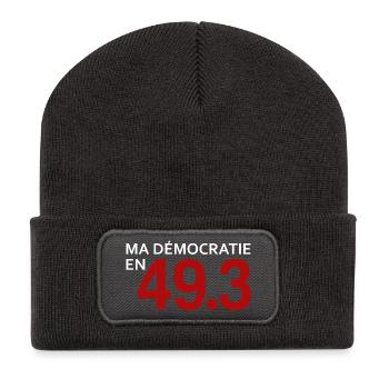 ma démocratie en 49.3 - Beanie recyclé à patch - charbon - Devant