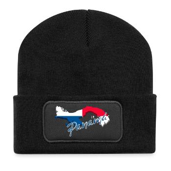 Flag of Panama, map flag of Panama - Recycled Patch Beanie - black - Front