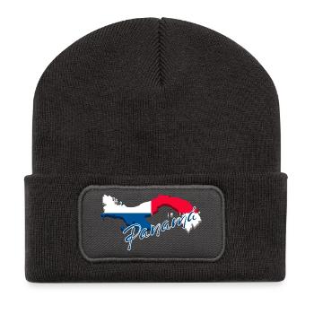 Flag of Panama, map flag of Panama - Recycled Patch Beanie - dark grey - Front