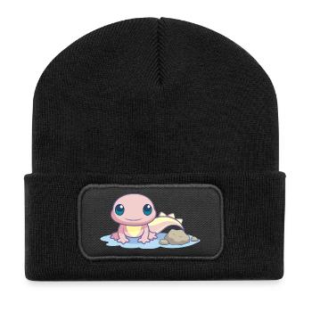 Petite salamandre rose au bord de l’eau - Beanie recyclé à patch - noir - Devant