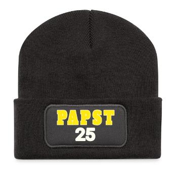 papst 25 - Recycelte Patch Beanie - Dunkelgrau - Vorne