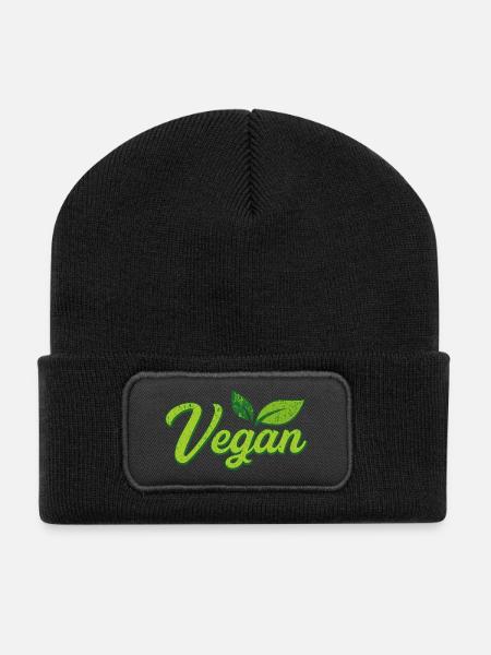 Vegan - Beanie recyclé à patch - noir