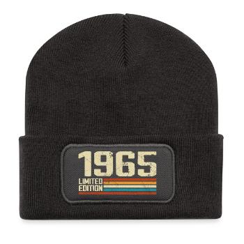 Vintage 1965 Anniversaire Rétro - Né en 1965 - Beanie recyclé à patch - charbon - Devant