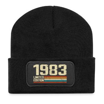 Vintage 1983 Retro Birthday - Born in 1983 - Recycled Patch Beanie - black - Front