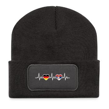 Serbie Allemagne Battement de cœur Drapeau Serbe - Beanie recyclé à patch - charbon - Devant