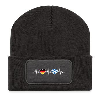 Scotland Germany Heartbeat Flag Scots - Recycled Patch Beanie - dark grey - Front