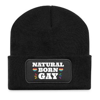 LGBTQ Pride Month - Natural Born Gay - Recycelte Patch Beanie - Schwarz - Vorne