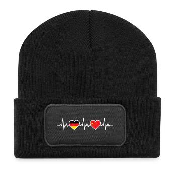 China Germany Heartbeat Flag Chinese - Recycled Patch Beanie - black - Front
