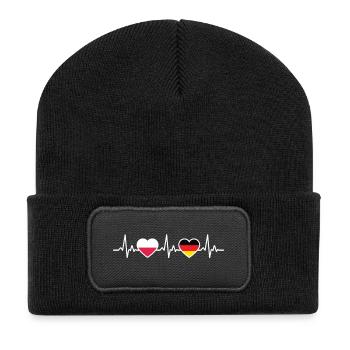 Pologne Allemagne Battement de cœur Drapeau Polonais - Beanie recyclé à patch - noir - Devant