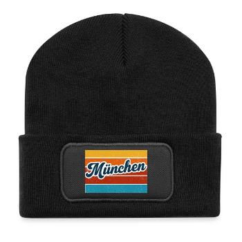 MÜNCHEN - MUNICH - Recycelte Patch Beanie - Schwarz - Vorne