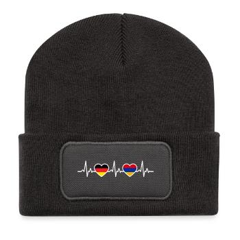Armenia Germany Heartbeat Flag Armenians - Recycled Patch Beanie - dark grey - Front