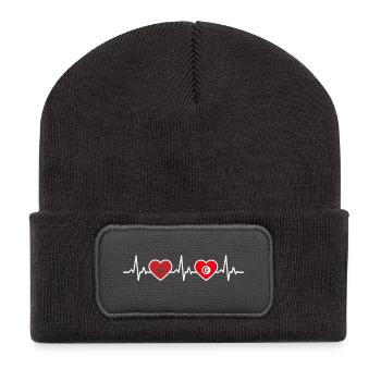 Tunisie Battement de cœur Maroc - Beanie recyclé à patch - charbon - Devant