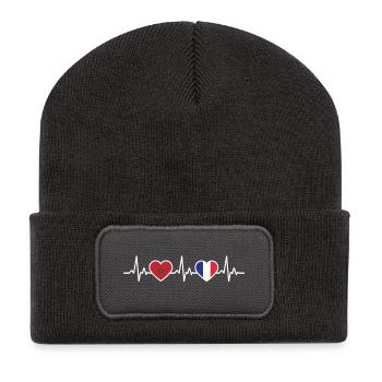 Arocco France Heartbeat Flag - Recycled Patch Beanie - dark grey - Front