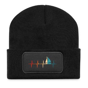 Bateau de marin rétro Heartbeat Sailing - Beanie recyclé à patch - noir - Devant