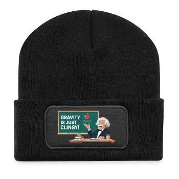 Fun physics design – Gravity is just clingy - Recycled Patch Beanie - black - Front