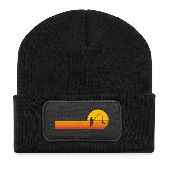 Angler Fisherman Sunrise Fishing - Recycled Patch Beanie - black - Front
