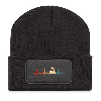 Model Railway Retro Railway Locomotive - Recycled Patch Beanie - dark grey - Front