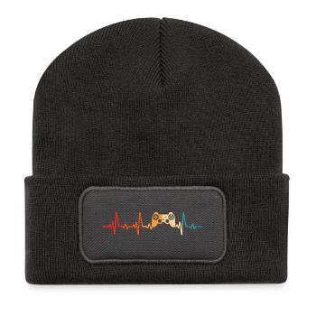 gamer gamer heartbeat console - Recycled Patch Beanie - dark grey - Front