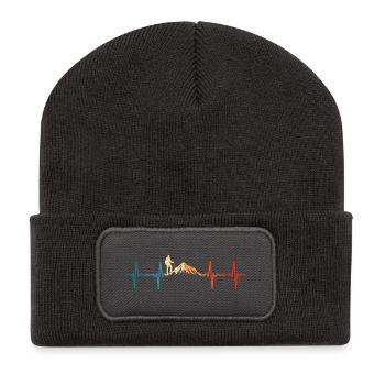 Mountains heartbeat hiking mountaineers mountain - Recycled Patch Beanie - dark grey - Front