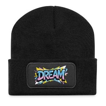 Un design de graffiti DREAM plein de couleurs et de motivation - Beanie recyclé à patch - noir - Devant