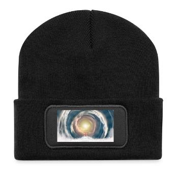 Himmlischer Lichtstrahl - Recycelte Patch Beanie - Schwarz - Vorne