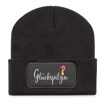Glückspilzin Glückspilz - Recycelte Patch Beanie - Dunkelgrau - Vorne