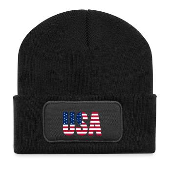 États-Unis Amérique Américain - Beanie recyclé à patch - noir - Devant