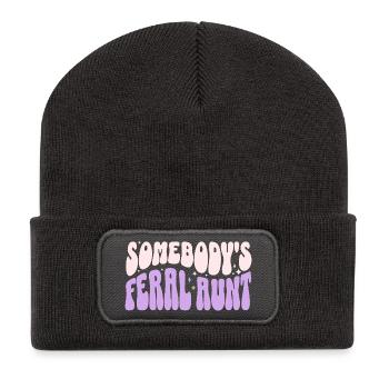 Somebody's Feral Aunt  - Beanie recyclé à patch - charbon - Devant
