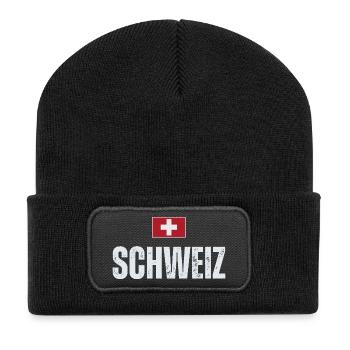 Swiss flag, Swiss patriot - Recycled Patch Beanie - black - Front