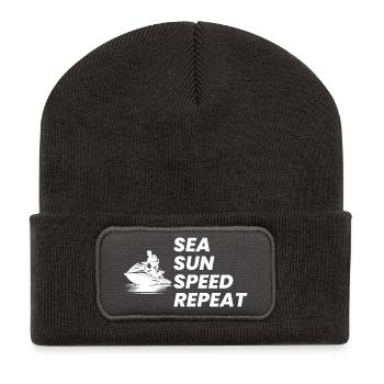 Répétition amusante de vitesse estivale en jet ski - Beanie recyclé à patch - charbon - Devant