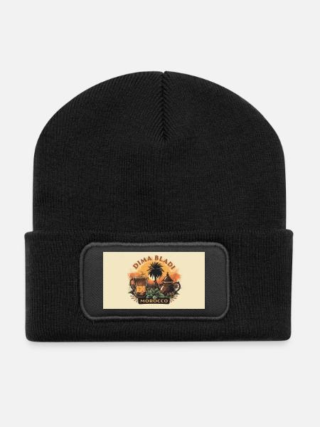 Marokkanisches Vintage-Lounge-Café - Recycelte Patch Beanie - Schwarz