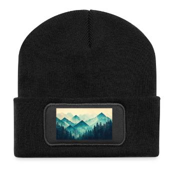 forest mountains - Recycled Patch Beanie - black - Front