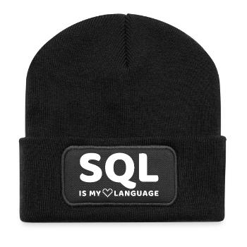 Himmlisches Codemuster auf dunklem Hintergrund - Recycelte Patch Beanie - Schwarz - Vorne