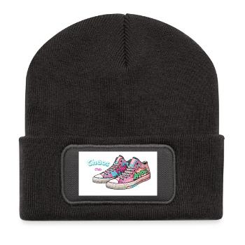 Colorful sneakers with comic design - Recycled Patch Beanie - dark grey - Front