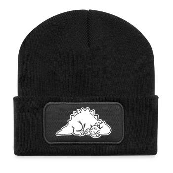 Sleeping Dino Dino, Dinosaur, Dinosaur, Lizard - Recycled Patch Beanie - black - Front