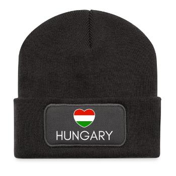 Cœur avec drapeau hongrois, fierté hongroise - Beanie recyclé à patch - charbon - Devant