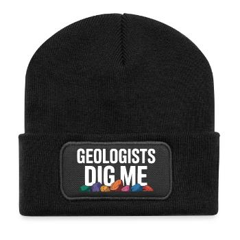 Rock Collecting Rockhound Rock Collector Geology - Recycled Patch Beanie - black - Front