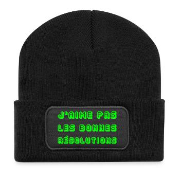 ICH MAG KEINE GUTEN VORSÄTZE! - Recycelte Patch Beanie - Schwarz - Vorne