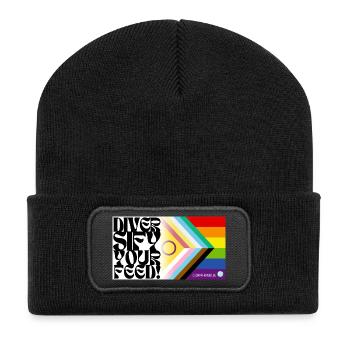 🌈♿ Pride & Disability – Inklusive Flagge - Recycelte Patch Beanie - Schwarz - Vorne