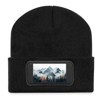 forest mountains - Recycled Patch Beanie - black - Front